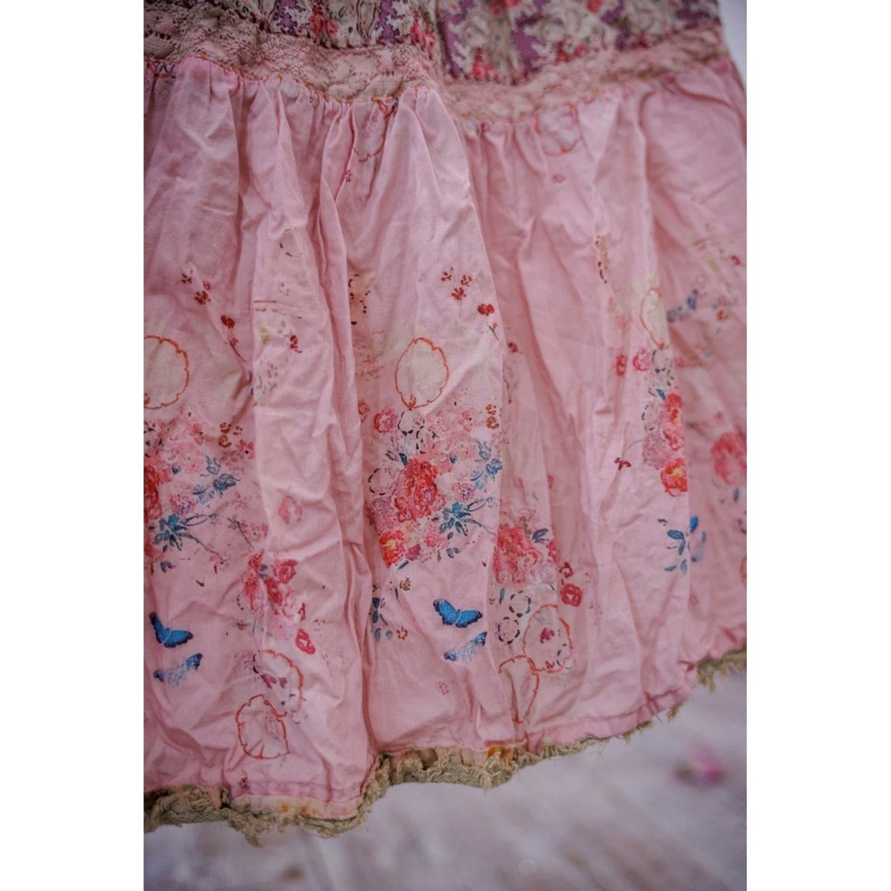Magnolia Pearl Romantic Dress Pink Peach Lace Crochet Embroidered Short Sleeve - Picture 15 of 16